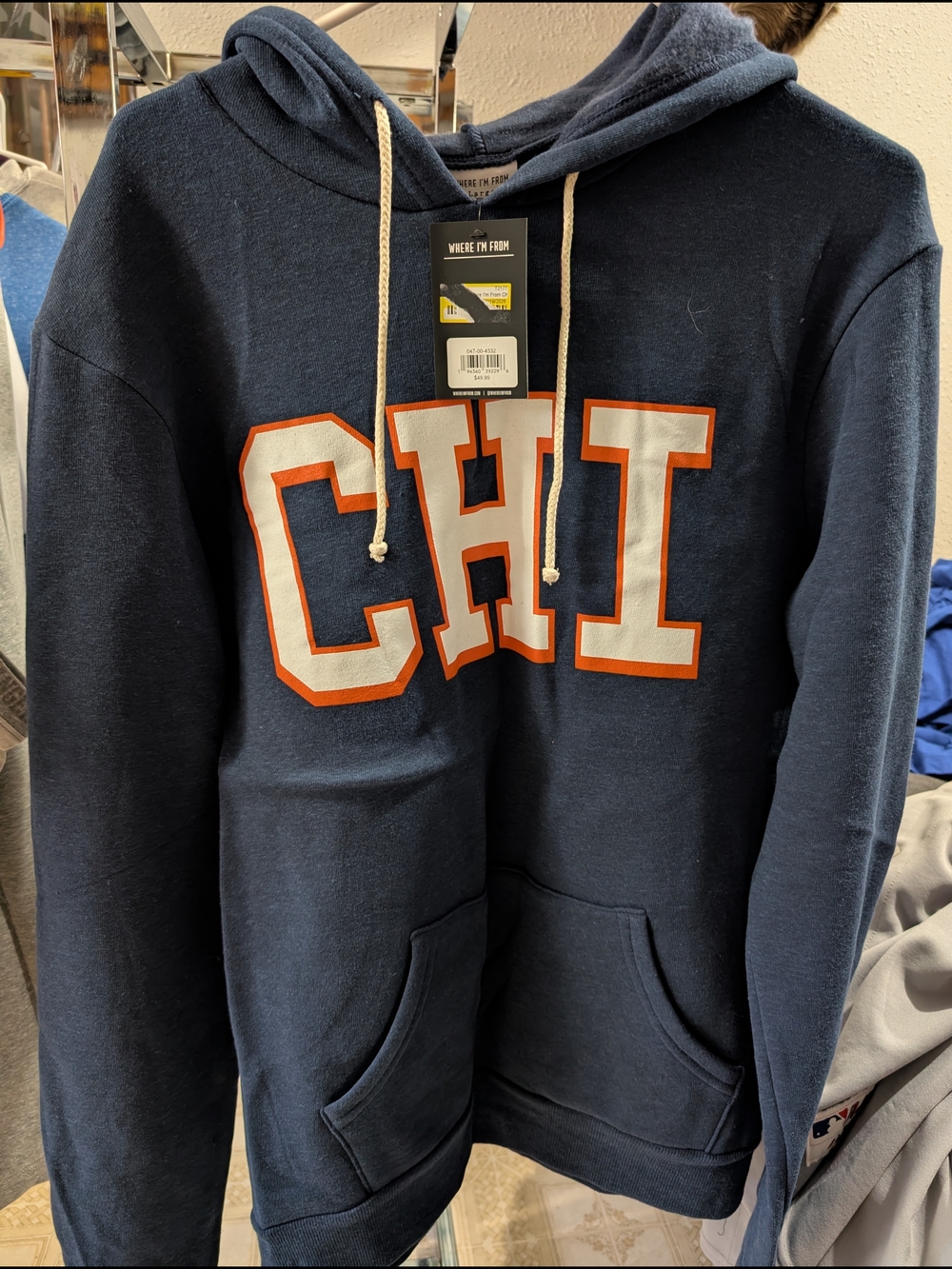 CHI Logo Navy Pullover Hoodie with Drawstring Hood